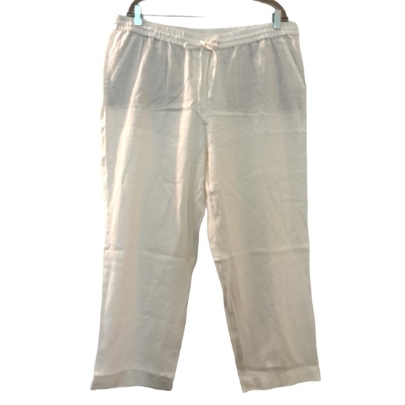 Talbots Pants - TALBOTS linen pants, size 16, white, pull-on with elastic waist. Coastal Beach .